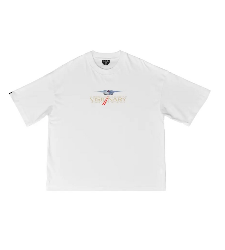 Boxy Tee | White , Red  | Laser Jet