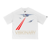 Boxy Tee | White , Red  | Laser Jet