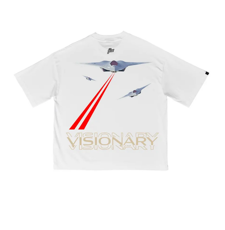Boxy Tee | White , Red  | Laser Jet