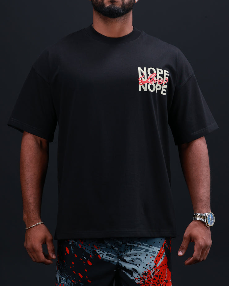 NOPE Oversize Tee | BLACK, Beige, Red |  Valentine Hearths | FSHNS