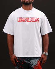 Polygon Box Oversize Tee | White , Red, White  |  FSHNS