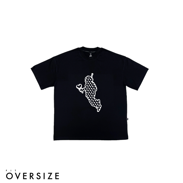 Astro Hearts Oversize tee  | Black | White