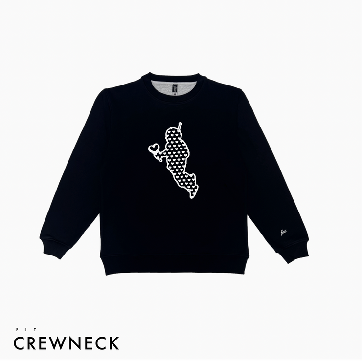 Astro Hearts Crewneck | Black | White