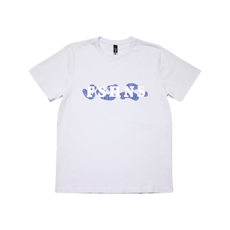 Letters Premium  tee  | White  | Blue Stone