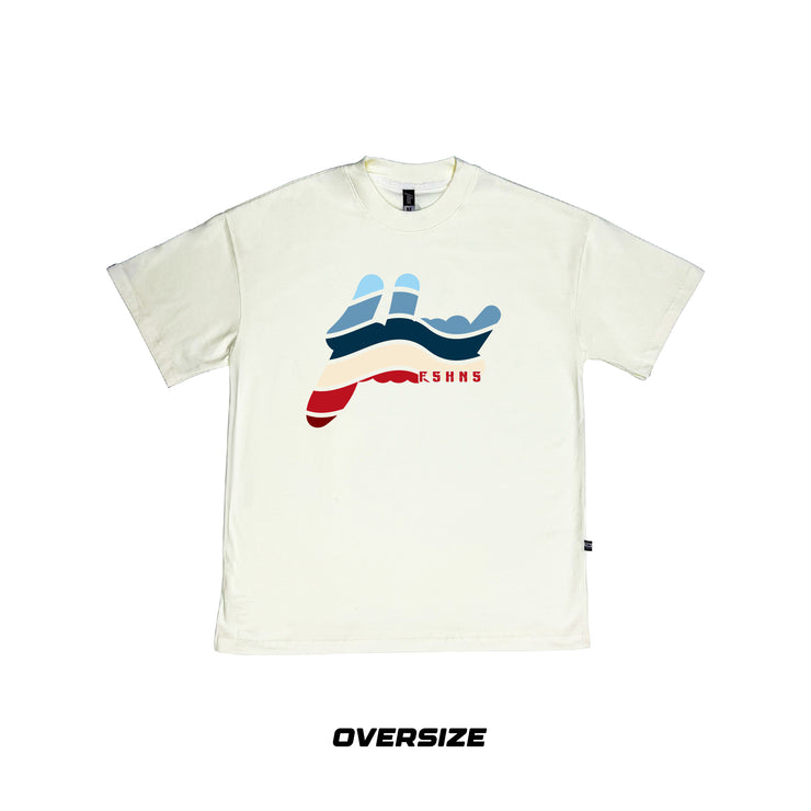 Curly Oversize tee | Vanilla blue, Beige, Red  |  FSHNS