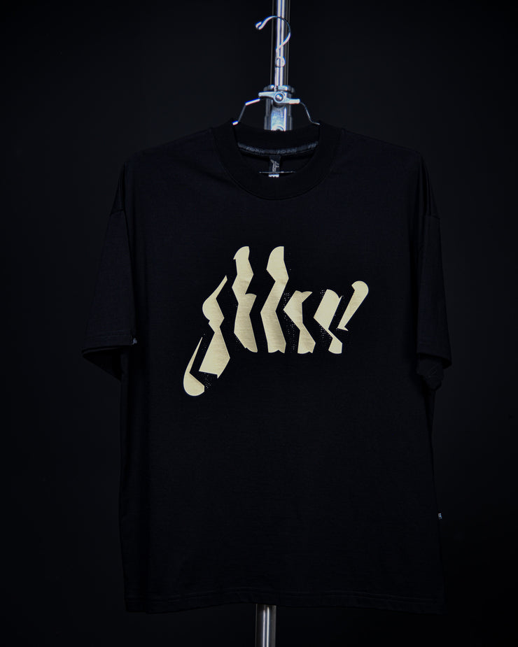 FSHNS Big Logo OVERSIZE tee | Black, Gold Vegas    | Cutter Rhinestone