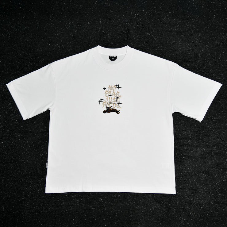Astro Boxy Tee | White , Beige , Black Glitter | Just Focus