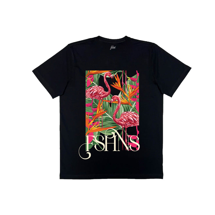 Flamingo Premium tee | Black, Fuschia, Green, Beige | FSHNS