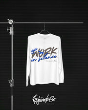 Work in silence L.S Tee | White, Dark Chocolate, Royal Blue | FSHNS