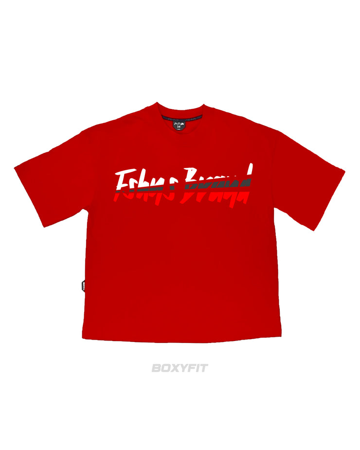 GLEAM LETTER Boxy Tee | RED, WHITE , RED   |  FSHNS