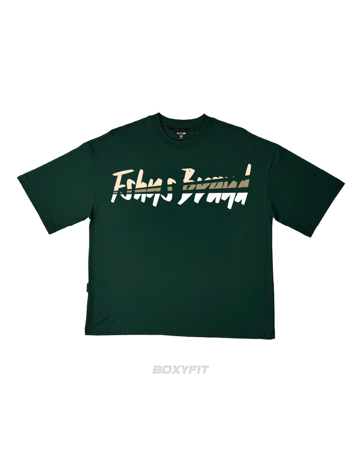 GLEAM LETTER Boxy Tee | OLIVE ,  WHITE, BEIGE   |  FSHNS