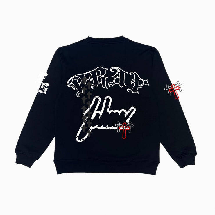 Holy Vice Crewneck| Black, Black Glitter | FSHNS Pray Collection