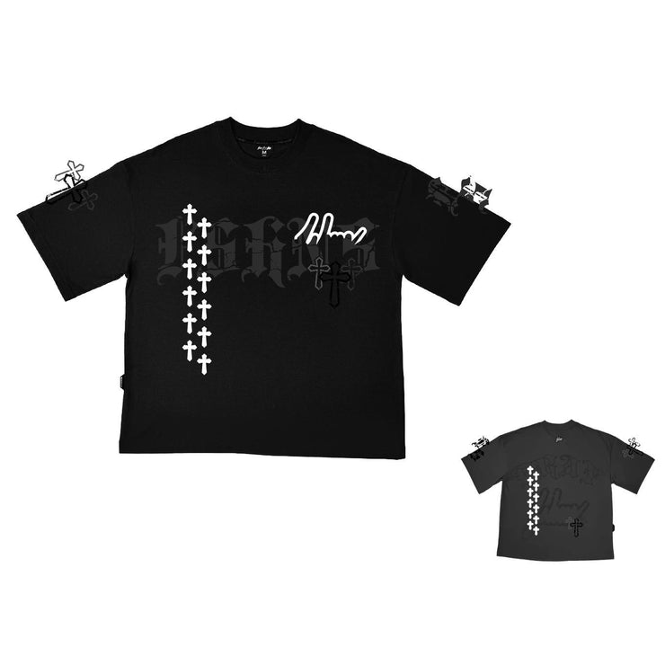 Holy Vice Oversize Tee | Black, White Glitter    | FSHNS Pray Collection