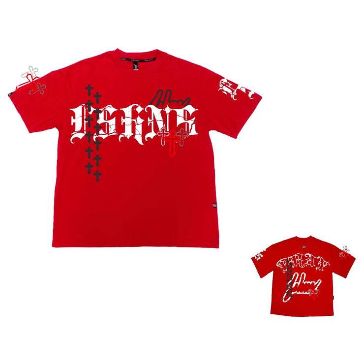 Holy Vice Oversize Tee | Red, Black  | FSHNS Pray Collection