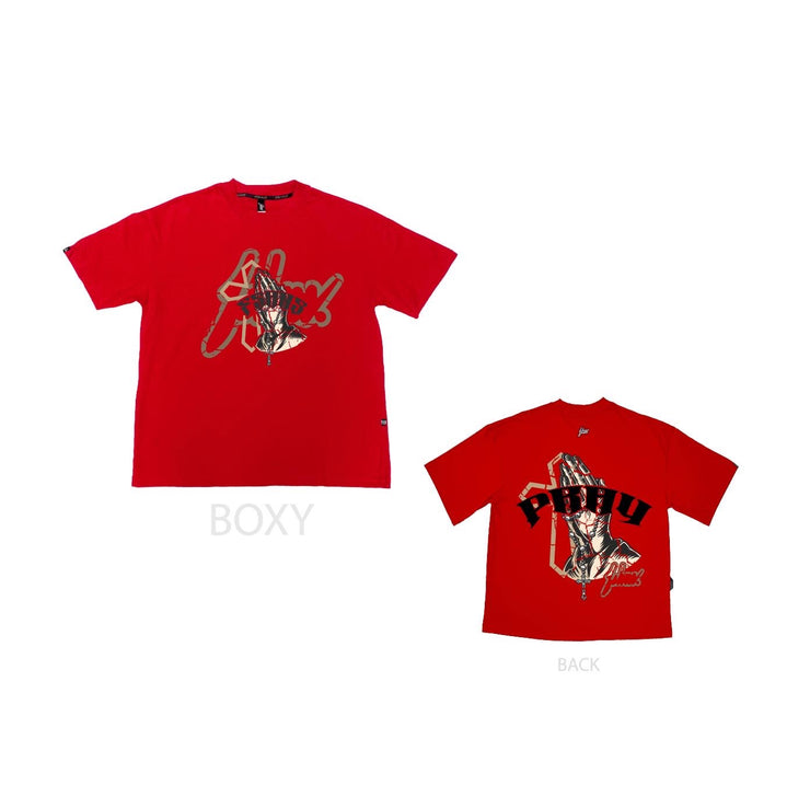 Holy Hands  Boxy Tee |  Red , Black Glitter | FSHNS Pray Collection
