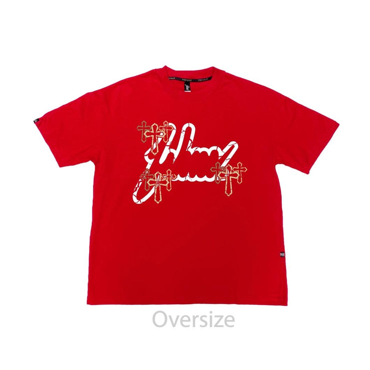 Holy Cross  Oversize Tee | Red, White  | FSHNS Pray Collection
