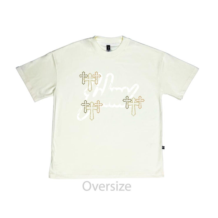 Holy Cross  Oversize Tee | Vanilla, White Gold | FSHNS Pray Collection