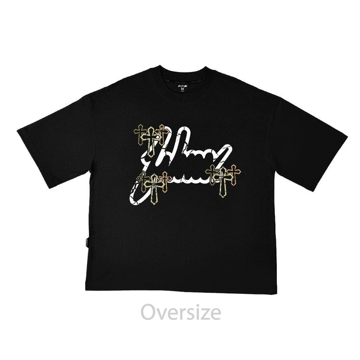 Holy Cross  Oversize Tee | Black , Gold | FSHNS Pray Collection