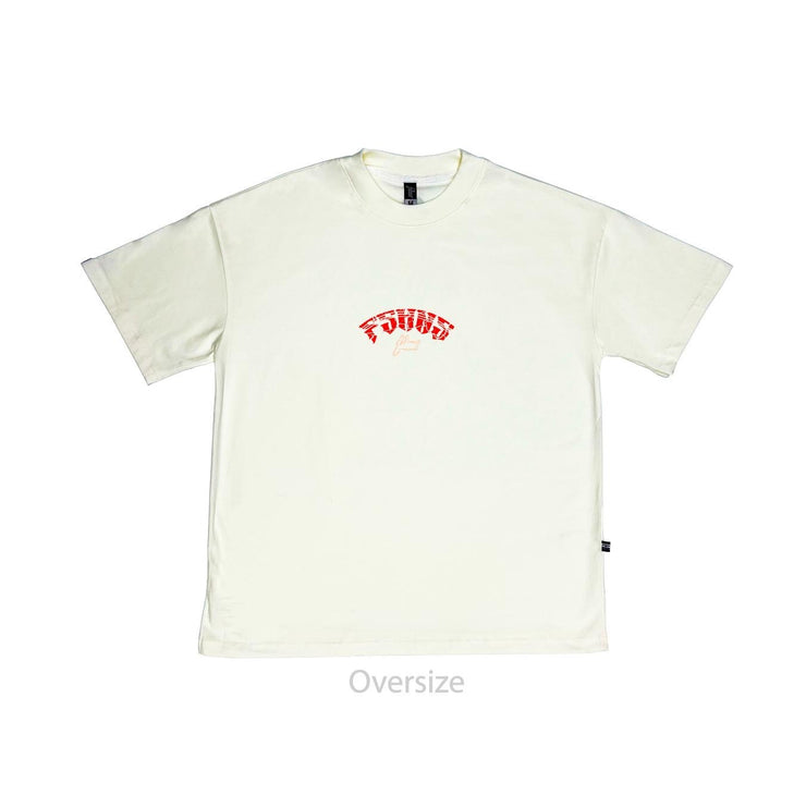 Dust and Glory Small Logo Oversize Tee | Vanilla , Red | FSHNS Pray Collection