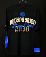 MSK -61 Oversize Tee | Black , Blue & Gold | Maison Saiko