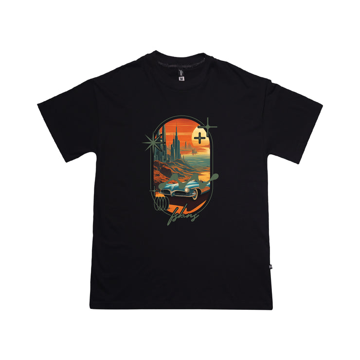 Mars Big Logo   Oversize tee  | Black | Retro dimension