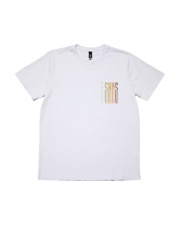 Med  Long Letter Premium  Tee | White , Earth  |  FSHNS Long Letter