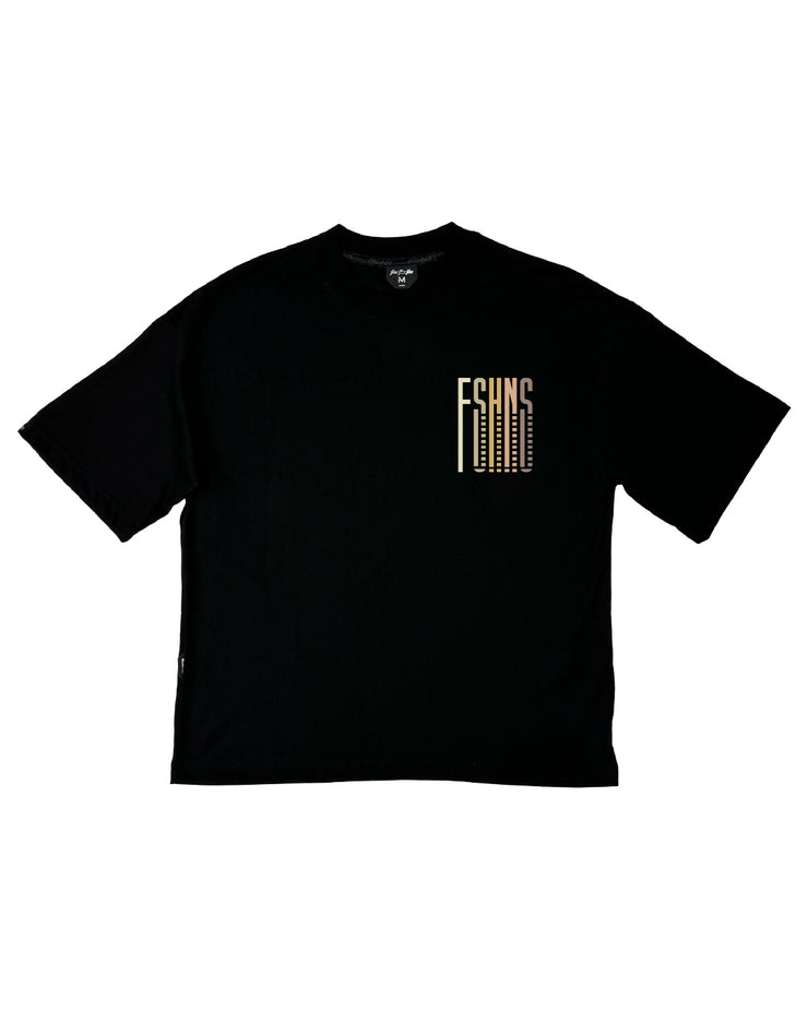 Med Long Letter Boxy Tee | Black , Earth  | FSHNS Long Letter