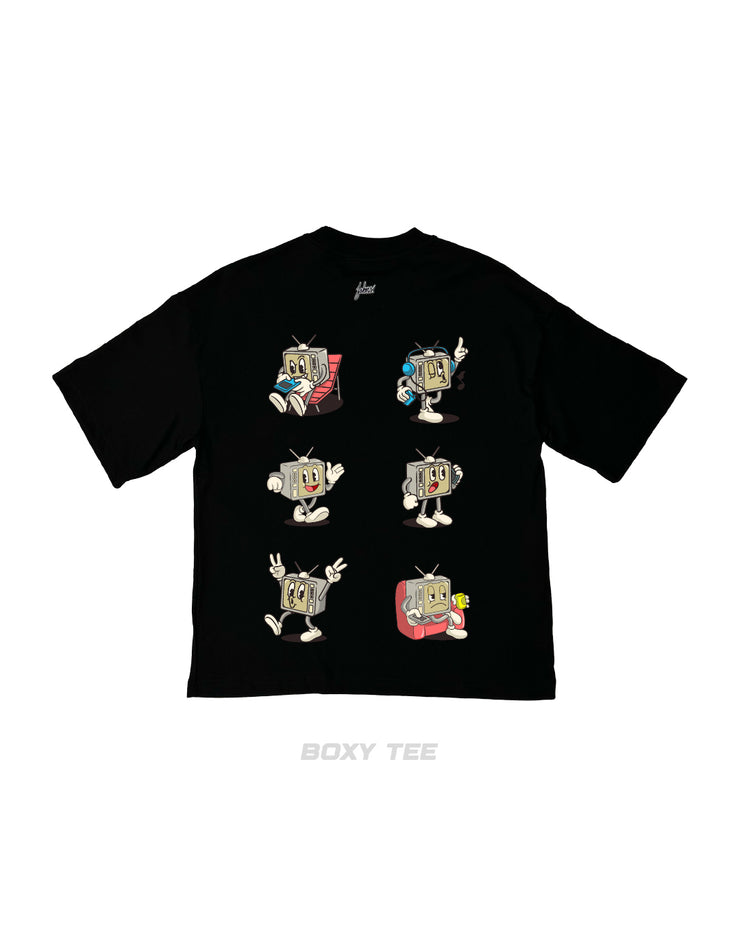 Old TV Comic Boxy Tee | Black, Multi |  FSHNS