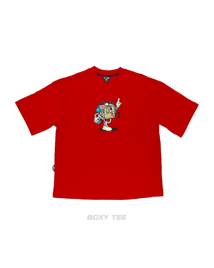 Old TV Comic Boxy Tee |  Red , Multi |  FSHNS