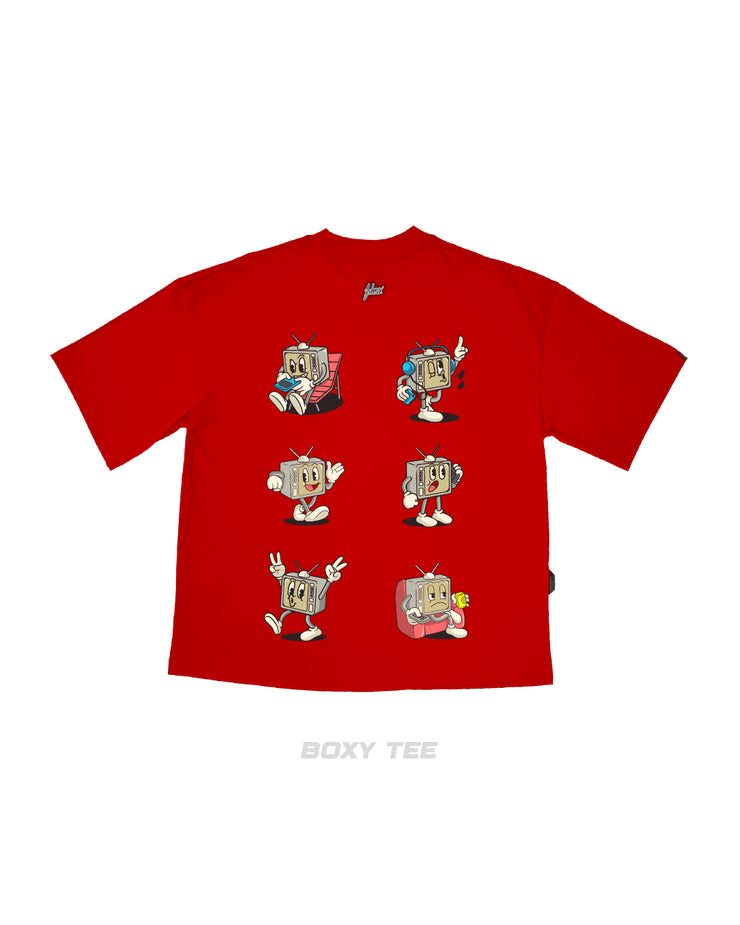 Old TV Comic Boxy Tee |  Red , Multi |  FSHNS