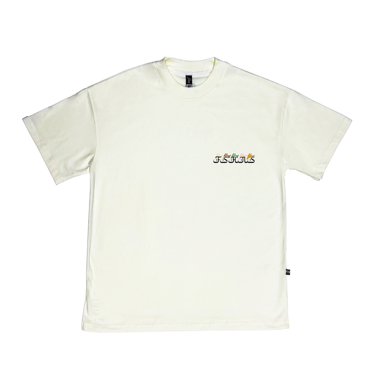 Med Logo Oversize tee |Vanilla , Black  | Arabic Style