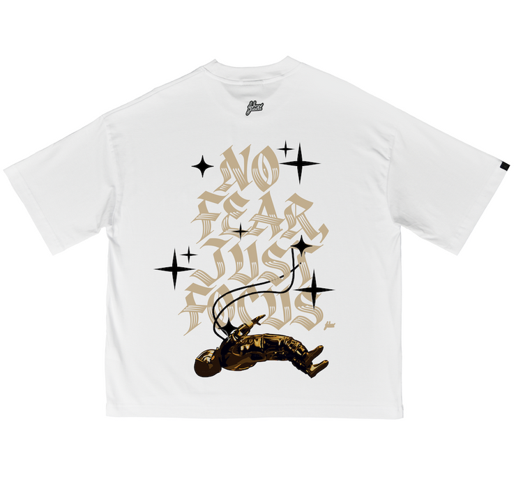 Astro Boxy Tee | White , Beige , Black Glitter | Just Focus