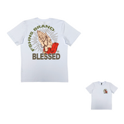 Blessed hands  tee  | White | Olive, brown design (Premium Fit)
