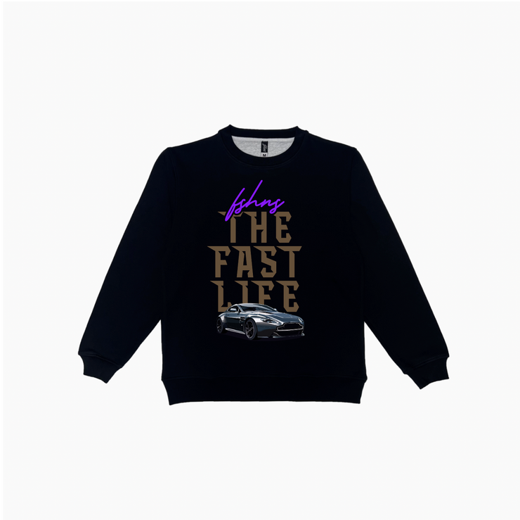 The fast life  CREWNECK  | Black  | Brown, Purple