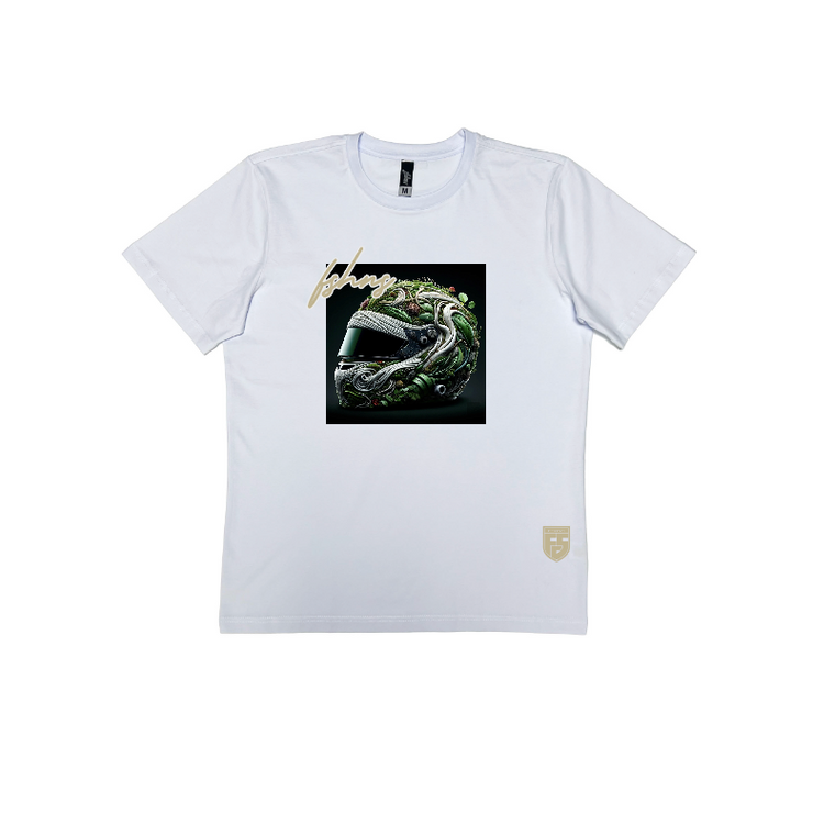 Roots Helmet tee | White | Ground, Gold | Space Race