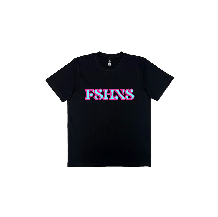 Sonar letter tee | Black | Fuchsia neon, mint