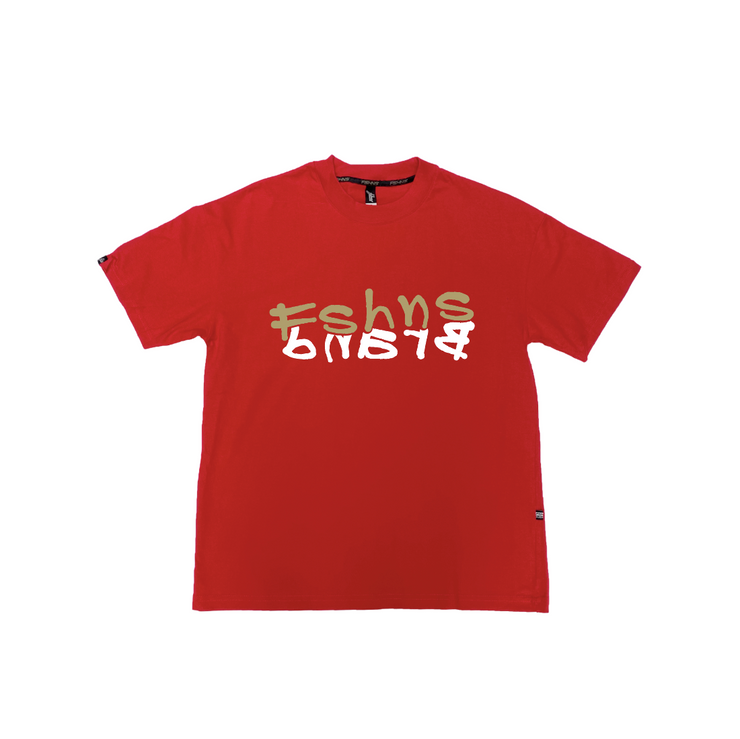 Chalk Flip  Oversize | Red  tee | Seamless, White