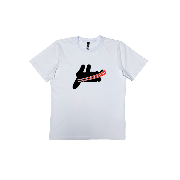 Big  Logo Brushstroke Premium Tee | White   | Black, red