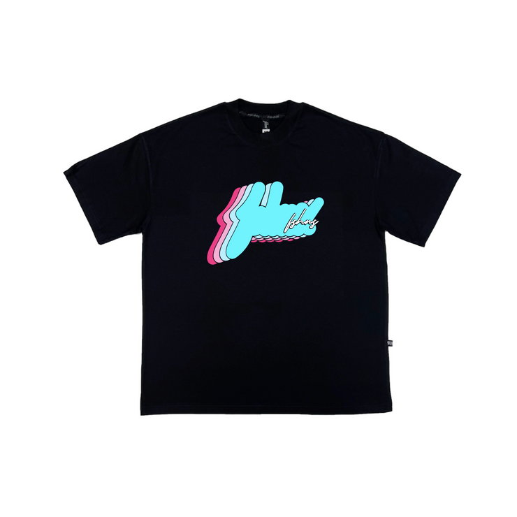 Multilayer Big Logo Oversize tee  | Black| Blue ,Pink