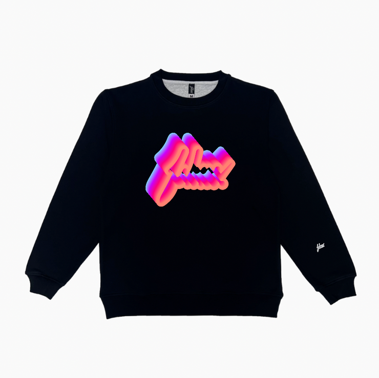 Cyber Style 004 Crewneck  | Black | Peach, Fuchsia, Purple