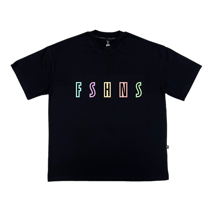 Letter Signs Oversize Tee | Black | Pastel Colors  |  FSHNS