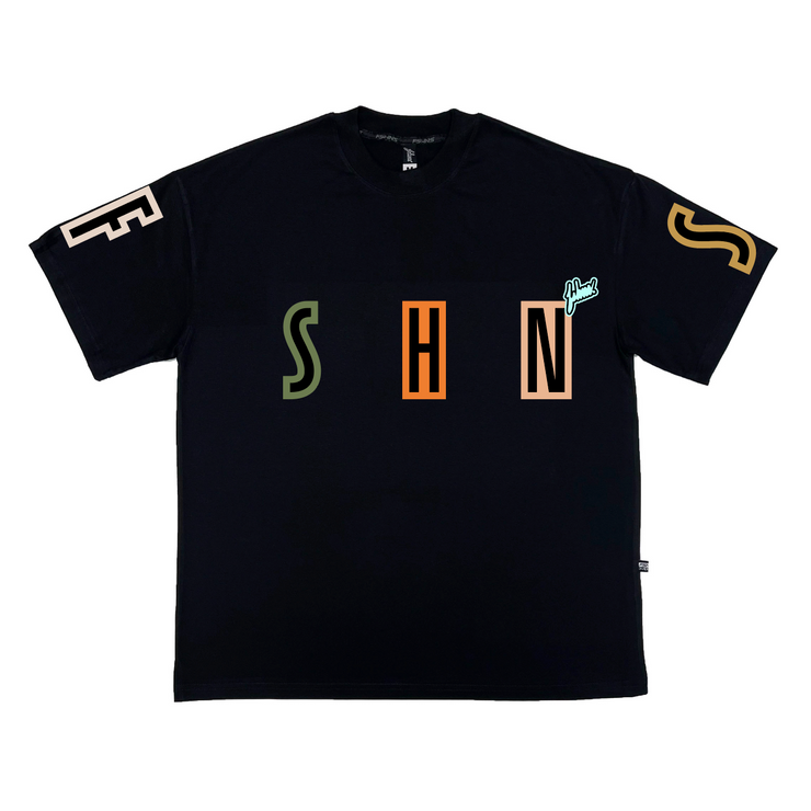 Letter Signs Horizon Oversize Tee | Black | Earth Colors |  FSHNS