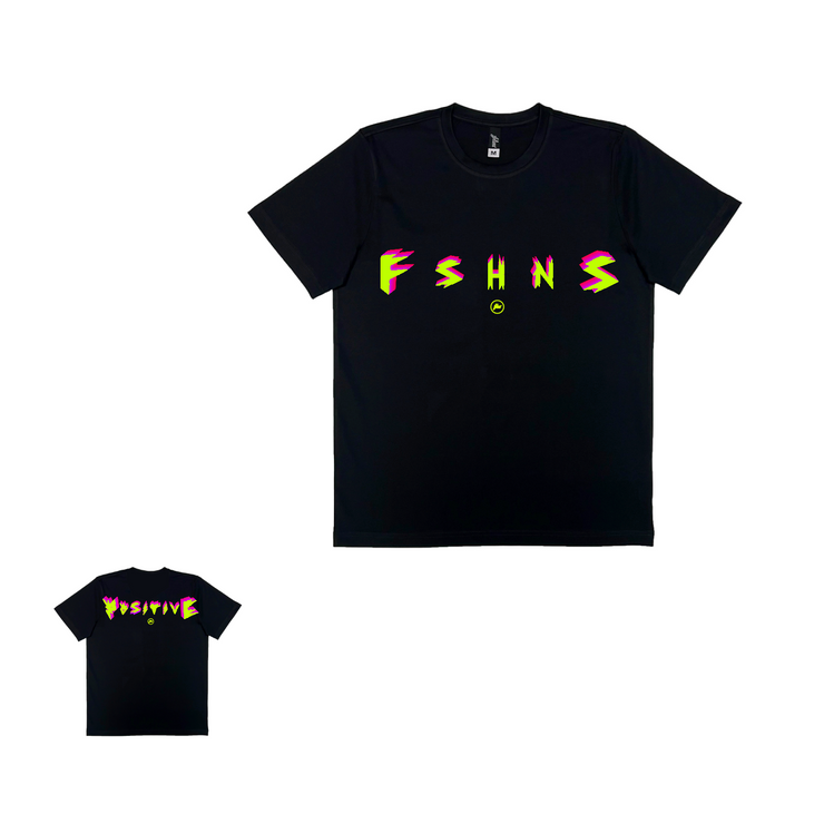 Powerful Positive  Premium  Tee | Black | Yellow Neon, Fuchsia |  FSHNS