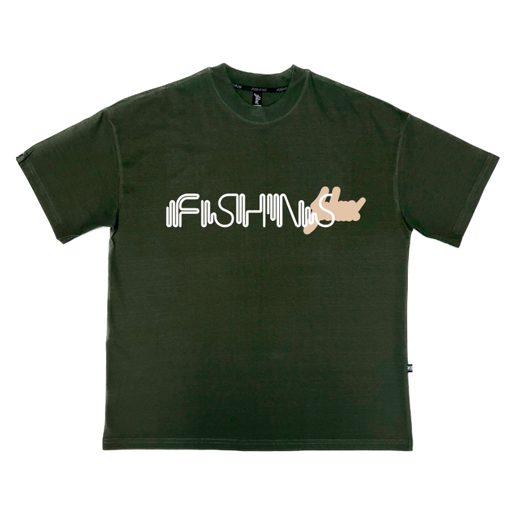 Radar Signal Oversize Tee | Olive  | White, Beige |  FSHNS