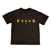 Powerful Positive Oversize Tee | Brown  | Yellow Neon, Fuchsia |  FSHNS