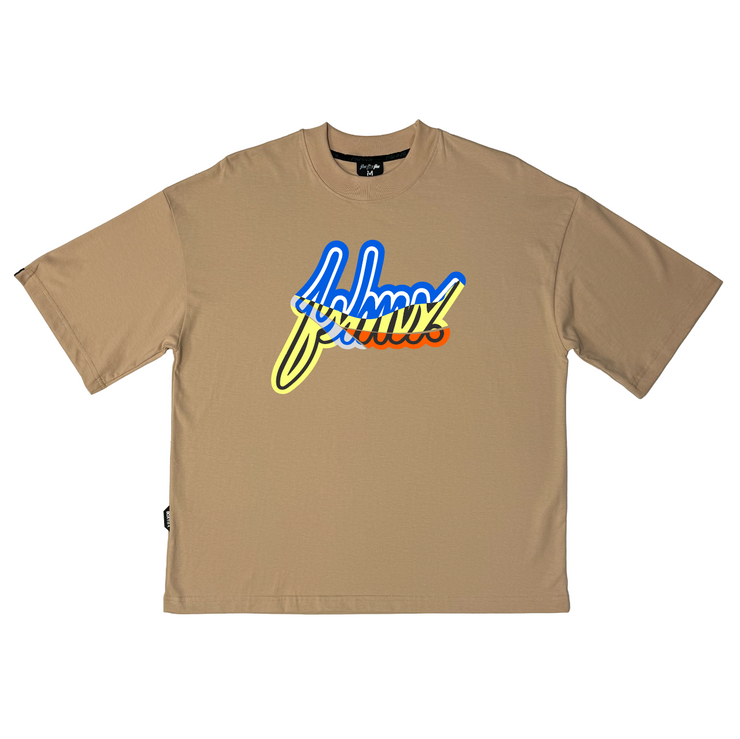 Chopped Big Logo Boxy Tee | Beige , Blue, Yellow, Red |  FSHNS