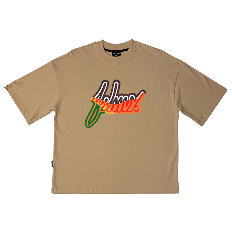 Chopped Big Logo Boxy Tee |Beige,  Chocolate, Orange, Green  |  FSHNS