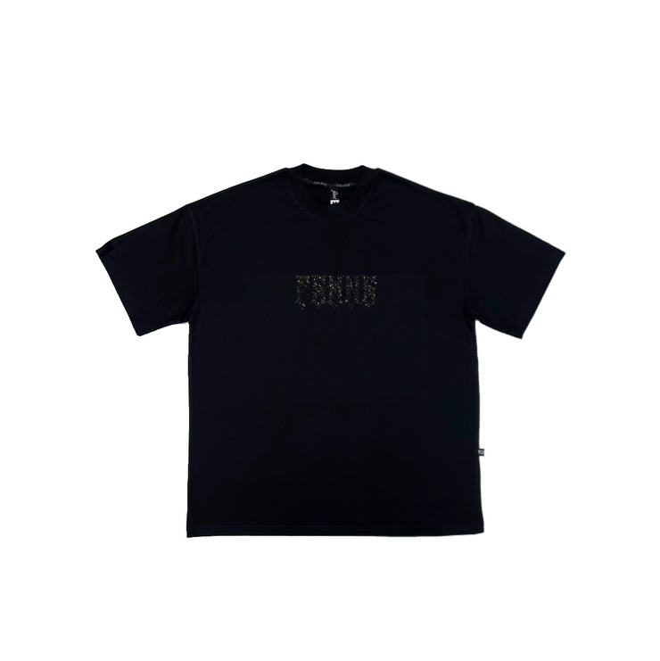 Letters Oversize Tee | Black & Black GLITTER  | FSHNS Brigade Vintage