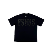Letters Oversize Tee | Black & Black GLITTER  | FSHNS Brigade Vintage