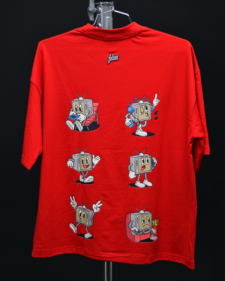 Old TV Comic Boxy Tee |  Red , Multi |  FSHNS